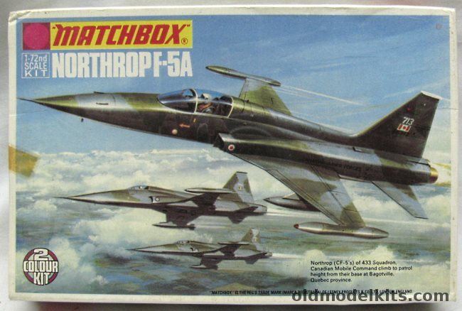 Matchbox 1/72 Northrop F-5A Freedom Fighter - USAF Prototype Development Aircraft or Royal Canadian Air Force (RCAF) 433 Squadron Mobile Command, PK-12 plastic model kit